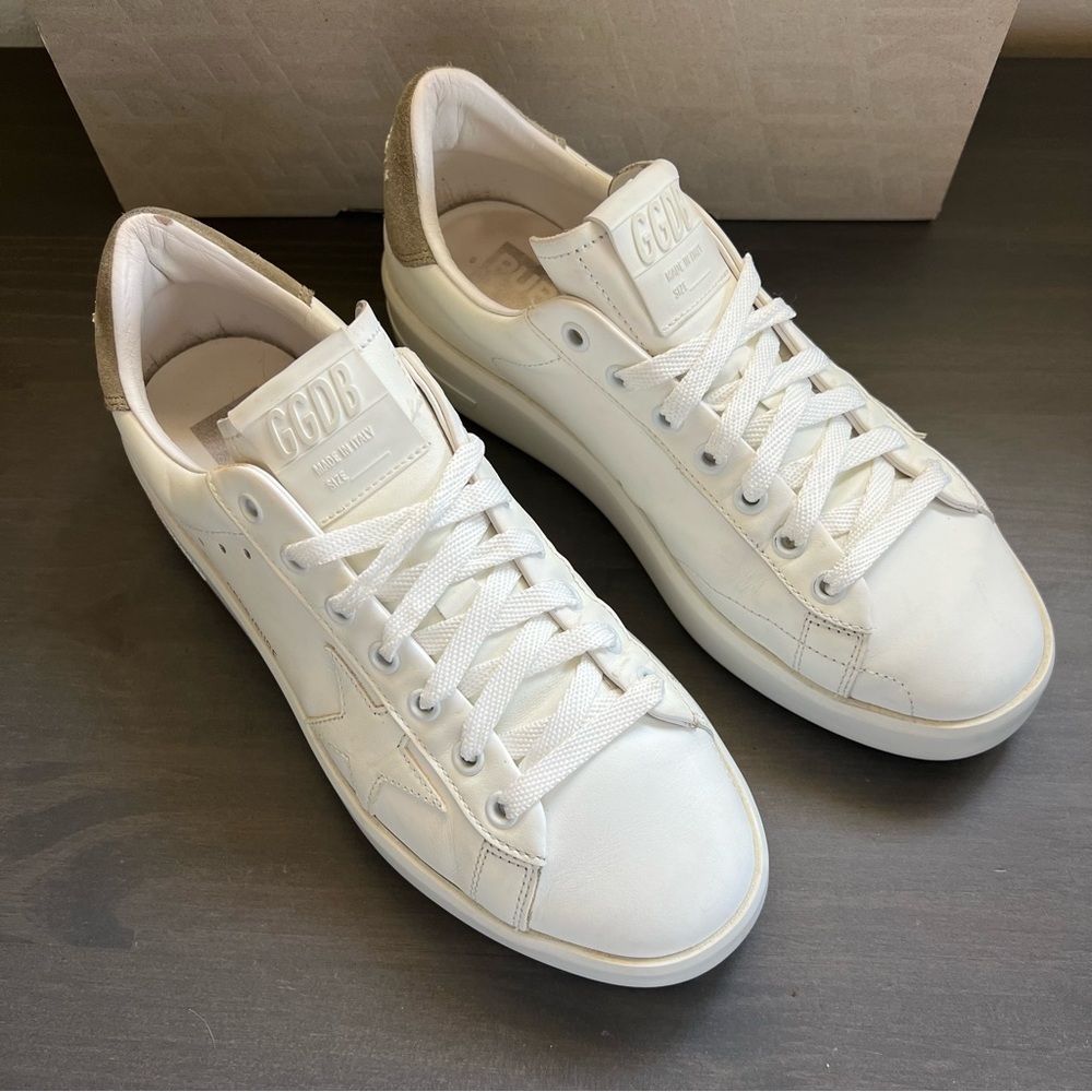 Golden Goose Pure Stars White with Taupe Suede Heel Size 39